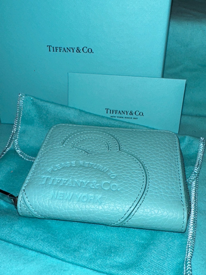 Tiffany & Co. Pebbled Leather Zip Card Case In Tiffany Blue